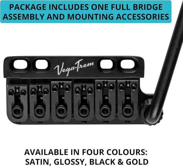 Alt view image 3 of 7 - VT1 Special Standard Tremolo Bridge for Strat-Style Guitars Drop-In 6-Screw No Mods Replacement, 2-Way Vibrato, Stable Tuning, Stainless Steel & Brass Block (Black)