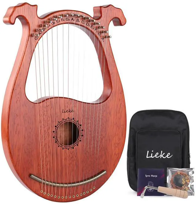 Main image of Lyre Harp 16 Metal Strings Mahogany Mini Harp Instrument Gift | Easy to tune, Pleasant Tone for Beginner Practice Performance,Home Relaxation meditation Yoga Bedtime Soothing Music Healing