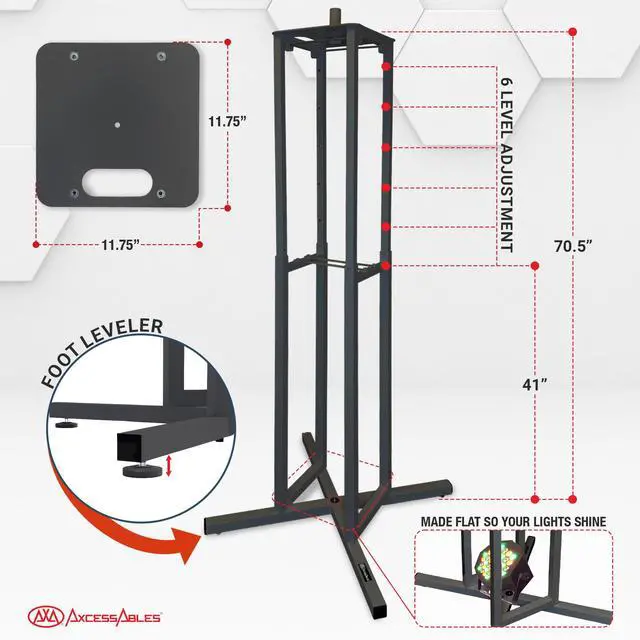 Alt view image 4 of 6 - AxcessAble Two (2) Moving Head Light Black Stands with White/Black Scrims, Portable DJ Lighting Stands with Carrying Bag and EVA Pads Adjustable Height Up to 70.5" (2-Stand Pack)
