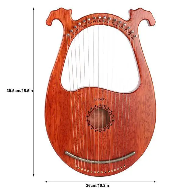 Alt view image 3 of 7 - Lyre Harp 16 Metal Strings Mahogany Mini Harp Instrument Gift | Easy to tune, Pleasant Tone for Beginner Practice Performance,Home Relaxation meditation Yoga Bedtime Soothing Music Healing