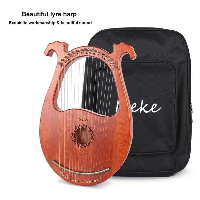 Alt view image 6 of 7 - Lyre Harp 16 Metal Strings Mahogany Mini Harp Instrument Gift | Easy to tune, Pleasant Tone for Beginner Practice Performance,Home Relaxation meditation Yoga Bedtime Soothing Music Healing
