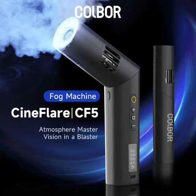 Alt view image 2 of 7 - CF5 Mini Fog Machine Portable Smoke Machine 40W Handheld with Remote Control, Small Fogger Haze Maker for Indoor Outdoor Film,Photography,Streaming,Weddings Stage,Rechargeable Fog Machine