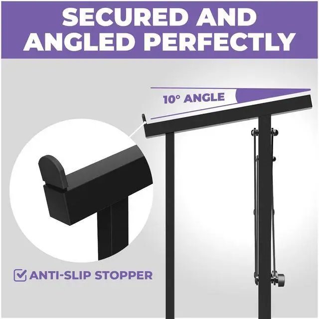 Alt view image 3 of 6 - Portable Audio Mixer Stand - Angled Foldable & Adjustable Studio Music Mixer Synth, MPC Stand For Drum Machines, DJ Turntables, Audio Rack Music Equipment & More
