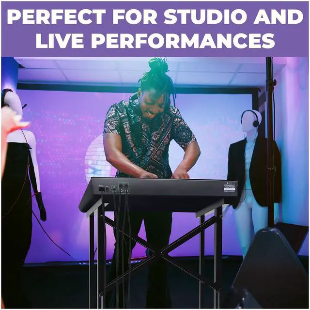 Alt view image 6 of 6 - Portable Audio Mixer Stand - Angled Foldable & Adjustable Studio Music Mixer Synth, MPC Stand For Drum Machines, DJ Turntables, Audio Rack Music Equipment & More