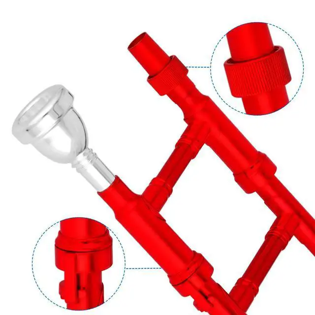 Alt view image 4 of 7 - Bb Tenor Slide Trombone Brass Musical Instrument with Hard Case,Mouthpiece,Gloves,Cleaning Cloth for Beginners Standard Bell(7.87"/200 mm),Red