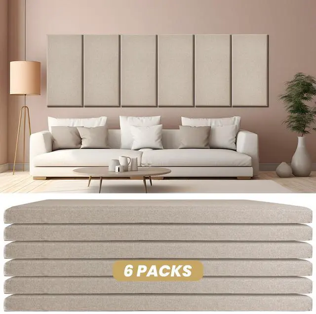 Main image of 6PCS Fiberglass Acoustic Panels, 23.6"x11.8"x2" Sound Proof Panels for Walls, High NRC Sound Absorbing Panels, Noise Cancelling Wall Panels for Recording Studio, Home Office & Theater