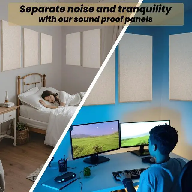 Alt view image 5 of 7 - 6PCS Fiberglass Acoustic Panels, 23.6"x11.8"x2" Sound Proof Panels for Walls, High NRC Sound Absorbing Panels, Noise Cancelling Wall Panels for Recording Studio, Home Office & Theater