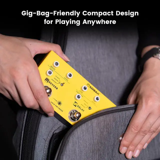 Alt view image 7 of 7 - Go Rig I Multi Effects Pedal, Electric Guitar Multi-effects Stompbox with 9 Drive, 3 Delay (Tap Tempo), 3 Reverb (Freeze), Noise Gate, Stereo Output, 5+ Hours USB-C Battery, Compact Metal