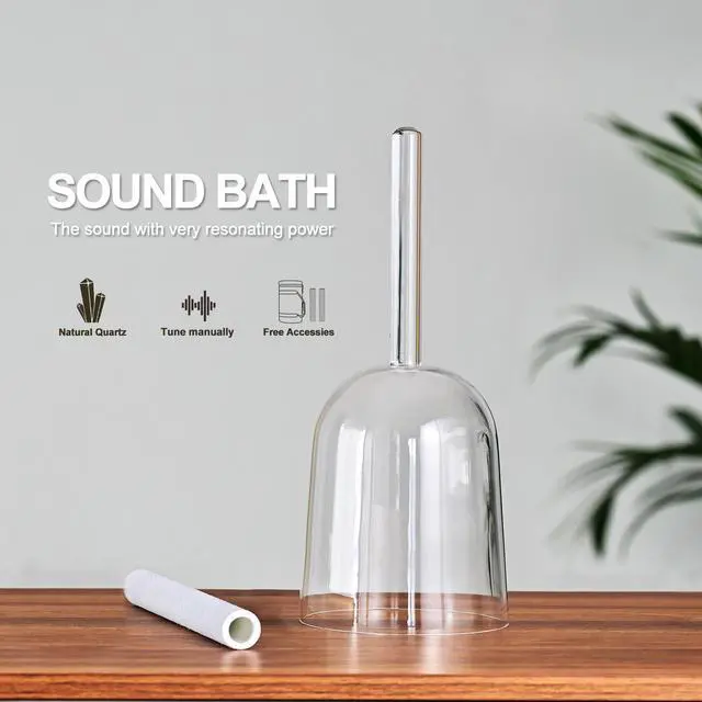 Alt view image 2 of 6 - 440HZ 6 Inch F Note Handle Clear Quartz Crystal Singing Bowl + 6" Purple Colored Carry Case Bag + One Suede Mallet