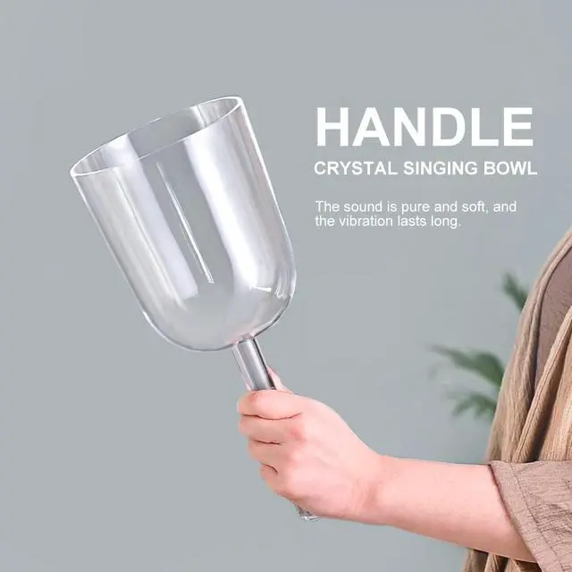 Alt view image 4 of 6 - 440HZ 6 Inch F Note Handle Clear Quartz Crystal Singing Bowl + 6" Purple Colored Carry Case Bag + One Suede Mallet