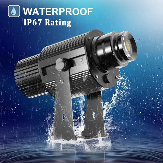 Alt view image 4 of 6 - 35W GOBO Projector IP67 Waterproof Custom Logo Light | Free custom GOBO lens, remote control, IP67 aluminum housing, for storefronts weddings bars stage events, indoor/outdoor use