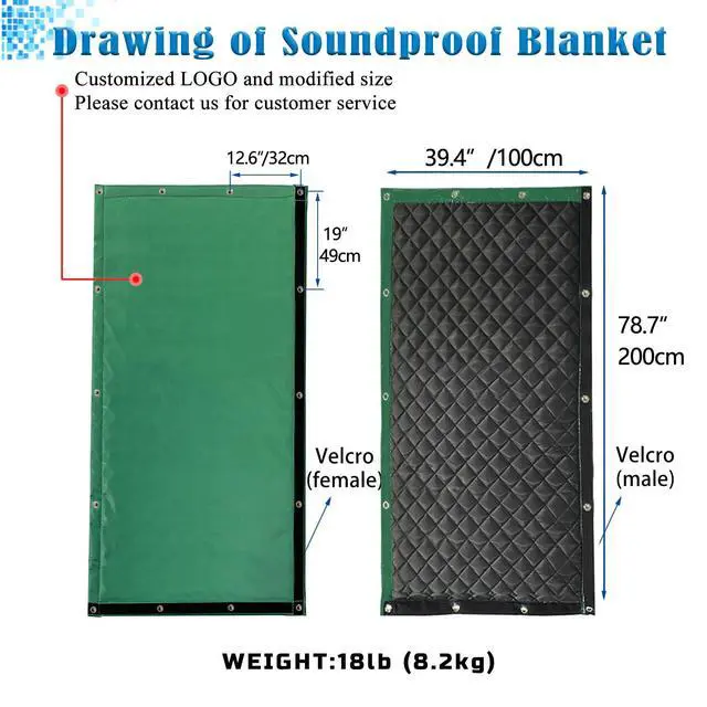 Alt view image 2 of 7 - Sound Barrier Temporary Construction Traffic Industrial Sports Pitches Outdoor Noise Control Sound Blocking Reducing Cancelling Soundproof Screen Blankets 39.3x78.7-1 Pack-(Green)