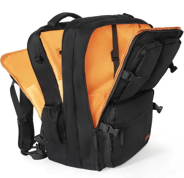 Alt view image 5 of 7 - DJ Mixer Travel Backpack 15"x9.8"x21.6" For Controller DJ Multi-Pockets With USB Port For Two Equipments,Laptop,Vinyl Records,Cables Accessories