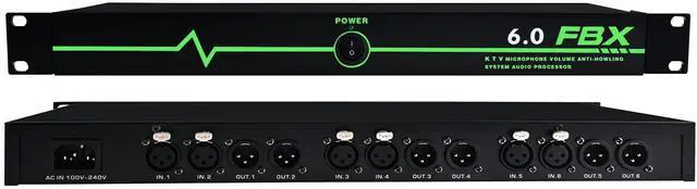 Main image of Professional Feedback Suppressor, Audio Processor, 6-In 6-Out Microphone Anti-Howling Frequency Shifter, Feedback Eliminator for Performance Stage Conference and Karaoke, Plug-and-Play Design