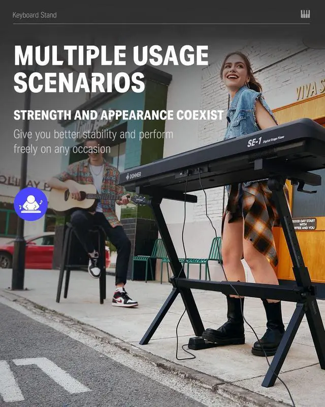 Alt view image 7 of 7 - Folding Keyboard Stand, Z-style Heavy-Duty Portable Piano Stand, Adjustable and Collapsible, Suitable for 37 54 61 88 Key MIDI Keyboard Electronic Keyboards Digital Pianos, DKS-100