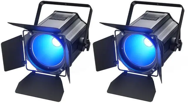 Main image of 200W Stage Par Lights Spotlights with Barn Doors, RGBWA UV 6in1 COB Par Light, Warm & Cold White Uplights DMX512 Sound Activated Controlled, DJ Lights for Party Indoor Church Wedding(2 Pack)