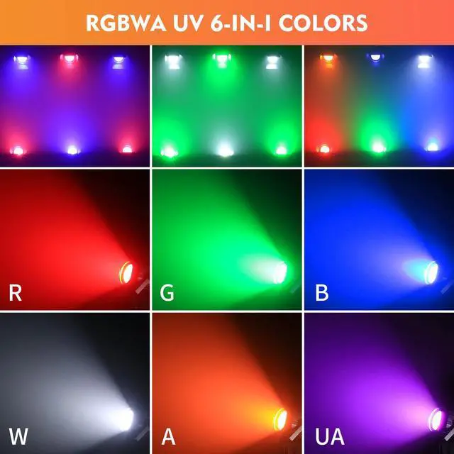 Alt view image 2 of 7 - 200W Stage Par Lights Spotlights with Barn Doors, RGBWA UV 6in1 COB Par Light, Warm & Cold White Uplights DMX512 Sound Activated Controlled, DJ Lights for Party Indoor Church Wedding(2 Pack)