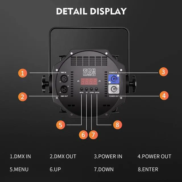 Alt view image 7 of 7 - 200W Stage Par Lights Spotlights with Barn Doors, RGBWA UV 6in1 COB Par Light, Warm & Cold White Uplights DMX512 Sound Activated Controlled, DJ Lights for Party Indoor Church Wedding(2 Pack)