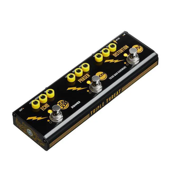 Main image of X Third Man Hardware Multi-Effect Pedal, Triple Threat 3-in-1 Analog Guitar Pedal Distortion Phaser Echo Pedal with Adapter for Electric Guitar