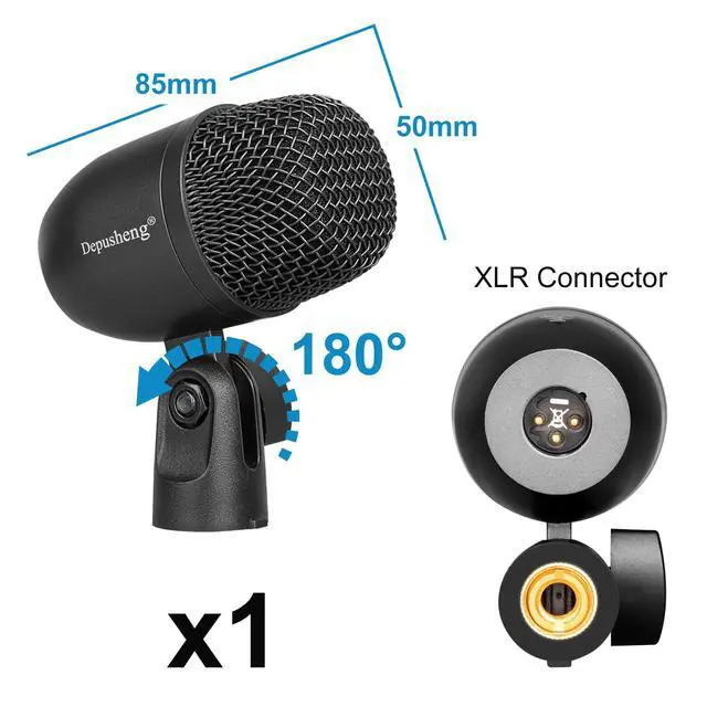 Alt view image 6 of 7 - 7-Piece Drum Microphone Set with 5 Dynamic Percussion Microphones and 2 Condenser Percussion Microphones Ideal for Instrument Recording and Music Production