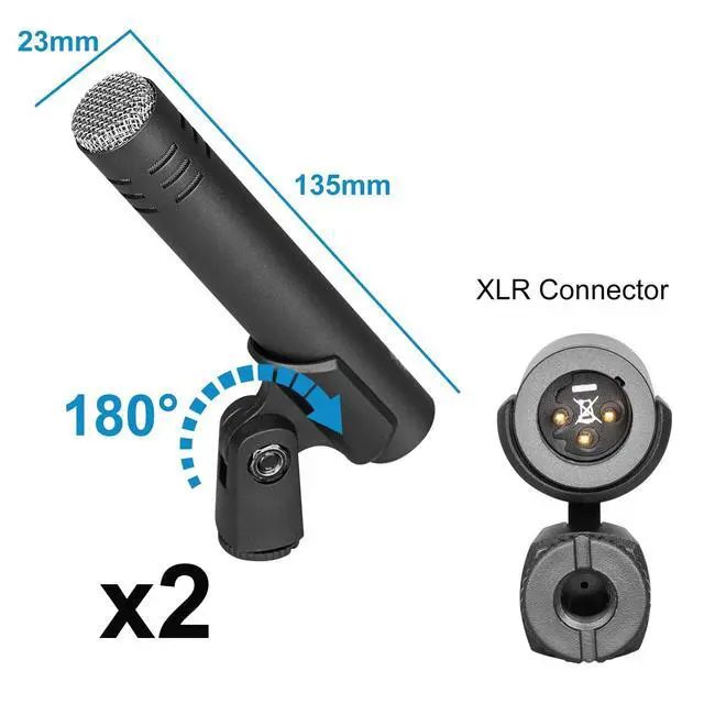Alt view image 7 of 7 - 7-Piece Drum Microphone Set with 5 Dynamic Percussion Microphones and 2 Condenser Percussion Microphones Ideal for Instrument Recording and Music Production