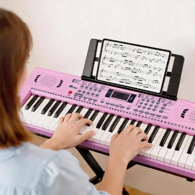 Alt view image 6 of 7 - 61 Key Keyboard Piano, Digital Kids Piano Keyboard with Stand, Gift for Early Education Children, Pink