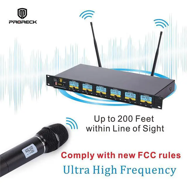 Alt view image 2 of 7 - MX66 6-Channel UHF Wireless Microphone System with 6 Hand-held Microphones Karaoke Machine for Party/Wedding/Church/Conference/Speech