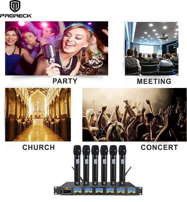 Alt view image 6 of 7 - MX66 6-Channel UHF Wireless Microphone System with 6 Hand-held Microphones Karaoke Machine for Party/Wedding/Church/Conference/Speech