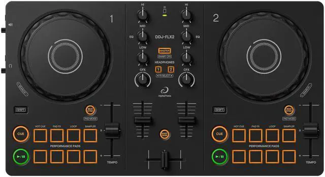 Main image of /Pioneer DJ DDJ-FLX2 Beginner DJ Controller Portable USB-Powered 2-Channel Controller with Professional Layout Compatible with Music Streaming Services Perfect for New DJs