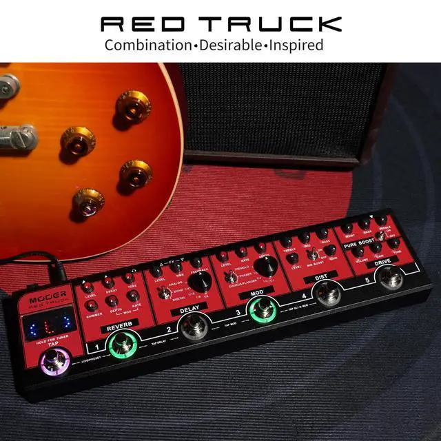 Alt view image 3 of 7 - Red Truck Combined Multi Effects Multiple Stompbox, Tranditional Guitar Effects Pedalboard