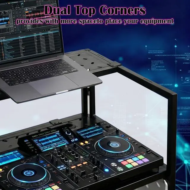 Alt view image 3 of 7 - Portable DJ Facade Booth, Foldable DJ Table Stand, 40x20x45 " Tabletop, DJ Facade Station for DJ Controller, Mixer & LaptopEvents&Parties Includes Carry Bag & Black and White Lighting Scrims
