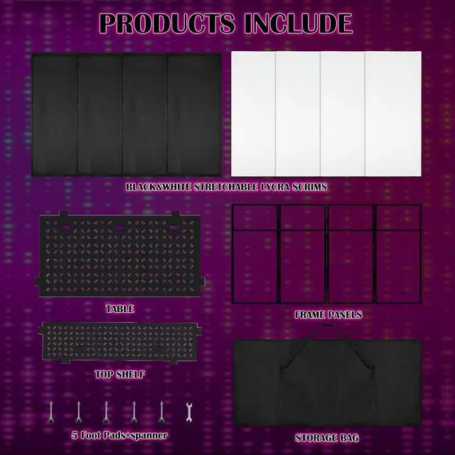 Alt view image 4 of 7 - Portable DJ Facade Booth, Foldable DJ Table Stand, 40x20x45 " Tabletop, DJ Facade Station for DJ Controller, Mixer & LaptopEvents&Parties Includes Carry Bag & Black and White Lighting Scrims