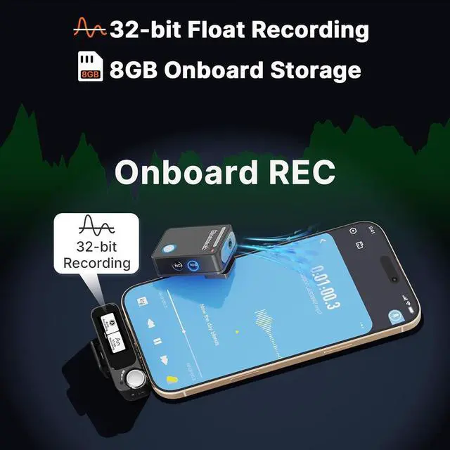 Alt view image 3 of 7 - Ultra Wireless Lavalier Microphone, 32-Bit Float Recording, Timecode Sync, Noise Cancellation, IPX5 Water Resistance, 984 Range, 130dB SPL, for Cameras, Smartphones, Computers (ULTRA01)