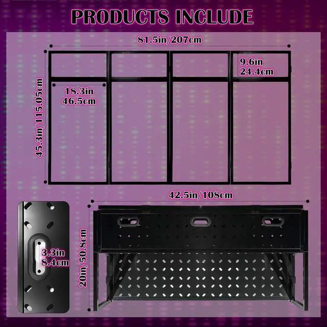 Alt view image 6 of 7 - Portable DJ Facade Booth, Foldable DJ Table Stand, 40x20x45 " Tabletop, DJ Facade Station for DJ Controller, Mixer & LaptopEvents&Parties Includes Carry Bag & Black and White Lighting Scrims