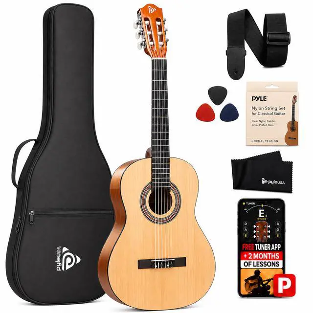 Main image of 30-Inch Beginner Acoustic Guitar Kit, 1/4 Size Junior Classical Nylon String Guitar for Kids and Adults, Includes Gig Bag, Strap, Spare Strings, Picks, Cleaning Cloth, Natural, Gloss