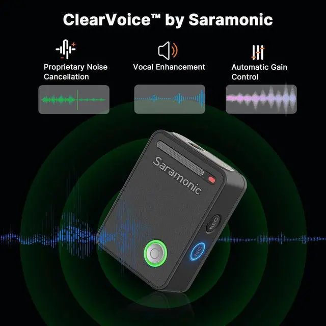 Alt view image 6 of 7 - Ultra Wireless Lavalier Microphone, 32-Bit Float Recording, Timecode Sync, Noise Cancellation, IPX5 Water Resistance, 984 Range, 130dB SPL, for Cameras, Smartphones, Computers (ULTRA01)