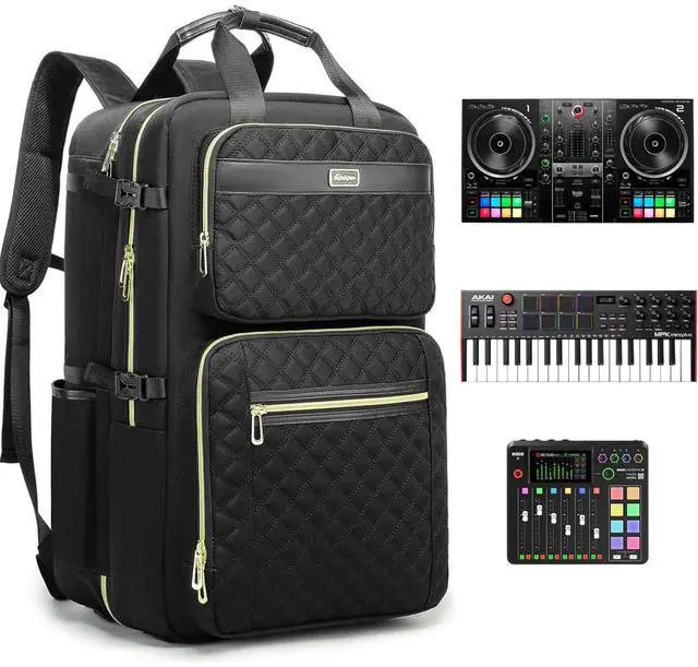 Main image of DJ Backpack for Club Gigs, DJ Mixer Case Compatible with Pioneer DJ DDJ-REV1, DJ Controller, Novation Launchkey 37 Key Keyboard and More Equipment