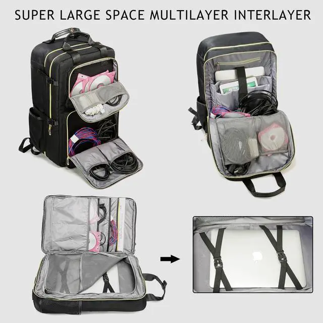 Alt view image 2 of 7 - DJ Backpack for Club Gigs, DJ Mixer Case Compatible with Pioneer DJ DDJ-REV1, DJ Controller, Novation Launchkey 37 Key Keyboard and More Equipment