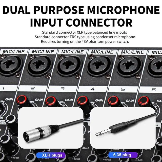 Alt view image 5 of 7 - MX8 8 Channel Sound Mixer Audio Mixing Console 48V 256DSP Professional USB PC Play Record Podcast Live Broadcast (US MX8)