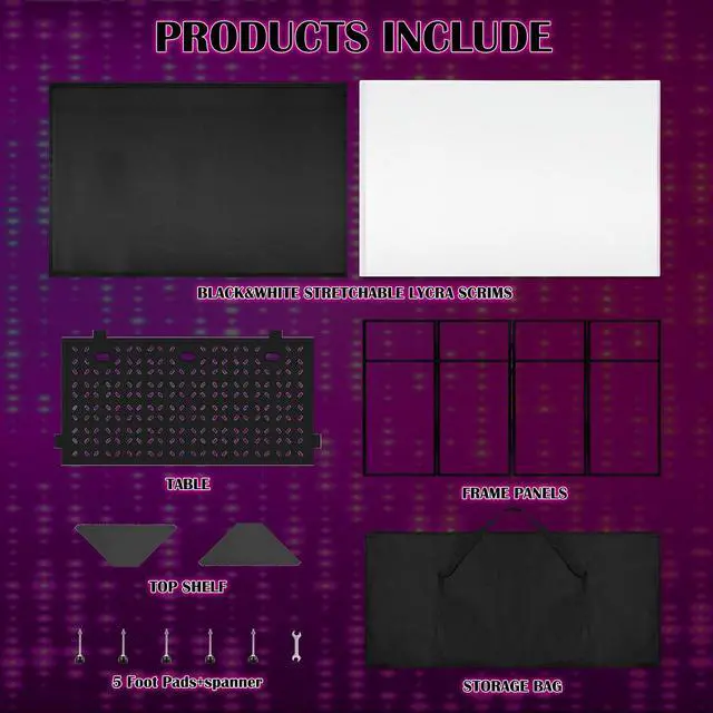 Alt view image 3 of 7 - Portable DJ Facade Booth, Foldable DJ Table Stand, 40x20x45 " Tabletop, DJ Facade Station for DJ Controller, Mixer & LaptopEvents&Parties Includes Carry Bag & Black and White Lighting Scrims