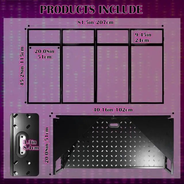 Alt view image 5 of 7 - Portable DJ Facade Booth, Foldable DJ Table Stand, 40x20x45 " Tabletop, DJ Facade Station for DJ Controller, Mixer & LaptopEvents&Parties Includes Carry Bag & Black and White Lighting Scrims