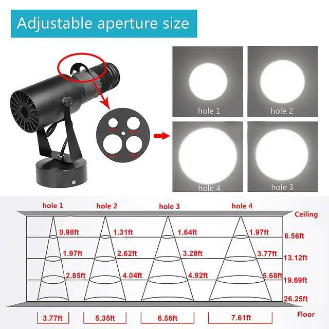 Alt view image 4 of 7 - 15W White LED Pin Spot Light for Stage DJ Disco Mirror Ball, Manual Focus | Adjustable Aperture