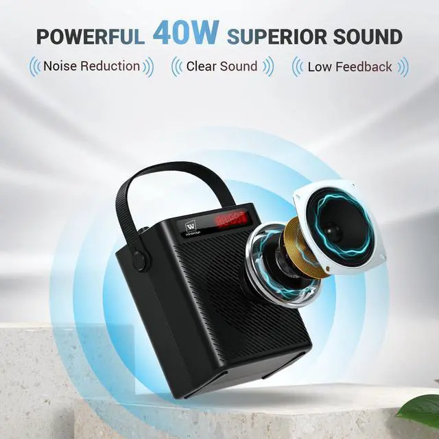 Alt view image 3 of 7 - Voice Amplifier Wireless Microphone/Handheld Mic with 4 Sound Effects S95 | Rechargeable Portable Microphone and Speaker Set Wireless karaoke System, Personal Sound Amplifier for Teachers Speaking