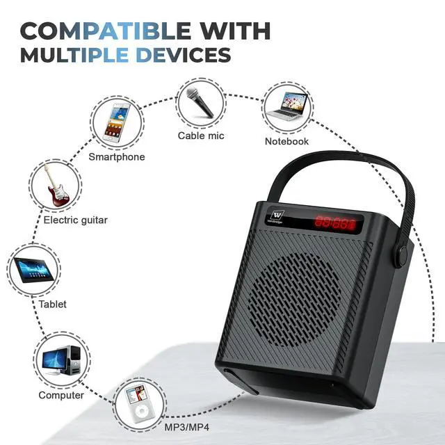 Alt view image 6 of 7 - Voice Amplifier Wireless Microphone/Handheld Mic with 4 Sound Effects S95 | Rechargeable Portable Microphone and Speaker Set Wireless karaoke System, Personal Sound Amplifier for Teachers Speaking