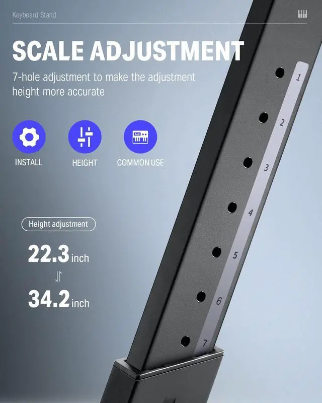 Alt view image 5 of 7 - Folding Keyboard Stand, Z-style Heavy-Duty Portable Piano Stand, Adjustable and Collapsible, Suitable for 37 54 61 88 Key MIDI Keyboard Electronic Keyboards Digital Pianos, DKS-100