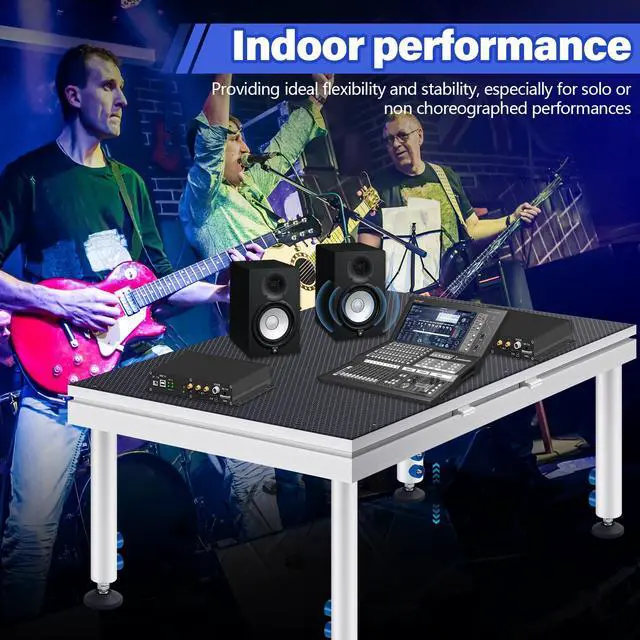 Alt view image 6 of 6 - Portable Stage with Height Adjustable Riser (24" -40") Platform Modular System Stage Easy to Carry Assemble for Performances at School Auditoriums Concerts Restaurants Bars(1 Pcs,4 x 2 ft)