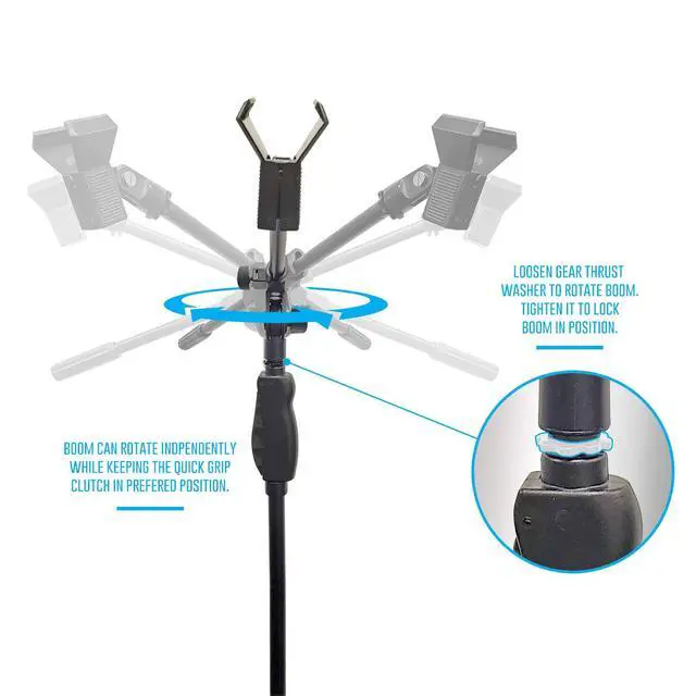 Alt view image 4 of 7 - AxcessAbles Weighted Mic Stand Floor with Heavy Round Base, Quick Grip Height Adjustment - 74" Microphone Stand Include 33" Detachable Mic Boom Arm. Tall Microphone Stand for Singing (MS-201RB) 2-Pack