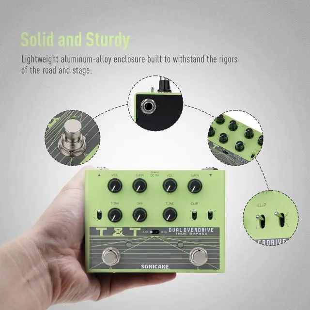Alt view image 6 of 7 - Overdrive Pedal with 30+ Tone Combinations, Twin TS Effects Guitar Pedal with 3 EQ Modes, 2 Clipping Modes, Flexible Routing, Pure Analog Circuit, True Bypass - T&T QDS-07