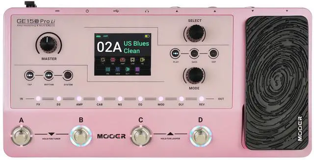 Main image of GE150 Pro Li Pink Battery Powered Guitar Multi Effects, All-in-One Home Practice & Live Rig, Direct Phone Guitar Recording, 80s Looper, 40 Drum Rhythms, NAM/MNRS/IR Support, 4-Footswitches