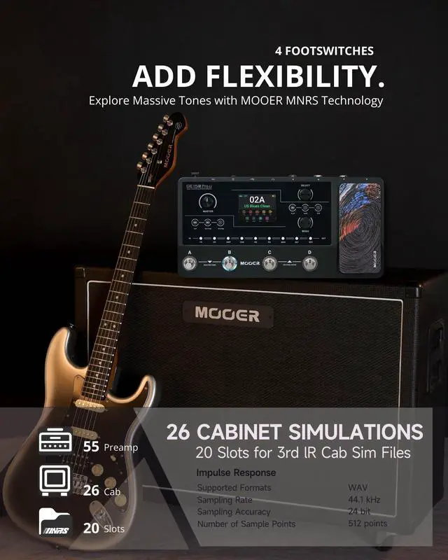 Alt view image 4 of 7 - GE150 Pro Li Black Guitar Amp Modeler & Multi-Effects, 9H Battery Powered, 200 Presets & 170 Effects, NAM & MNRS Support, 55 Amp Models, 26 Cab Sims, 20 IR Slots, OTG Recording, 4-Footswitch
